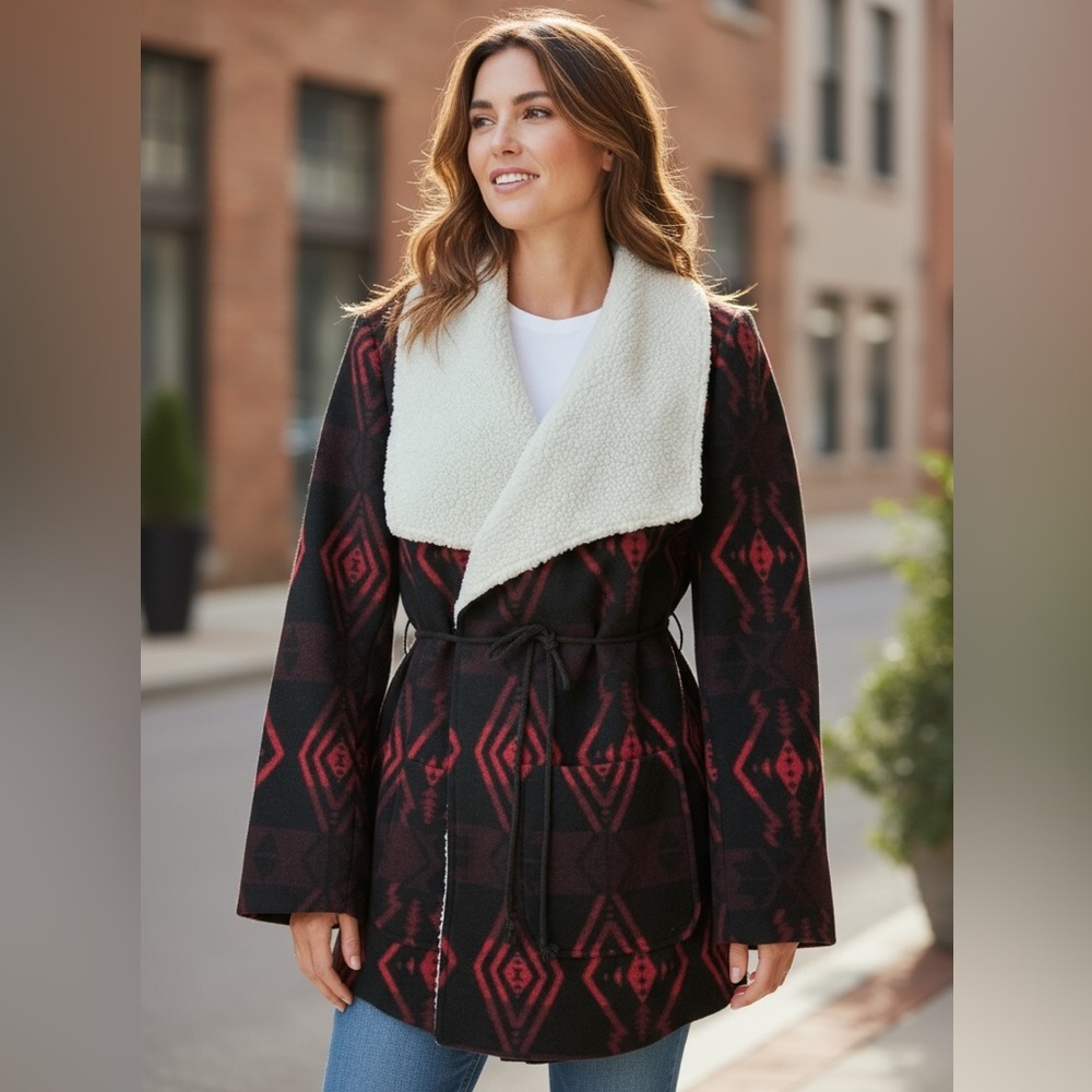 Democracy Black and Red Southwest Style Jacket Size XL